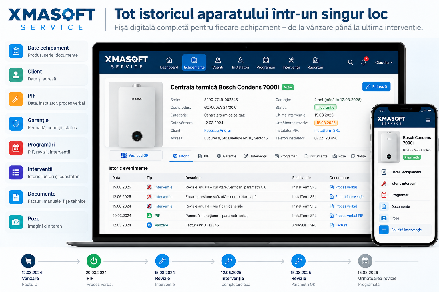 XMASOFT Service History Dashboard